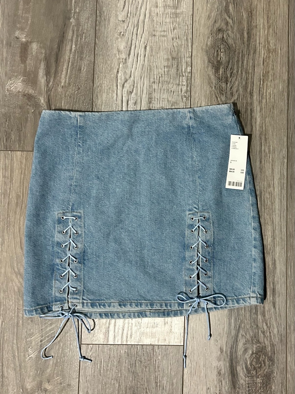 BDG Light Blue Denim Lace-Up Mini Skirt
